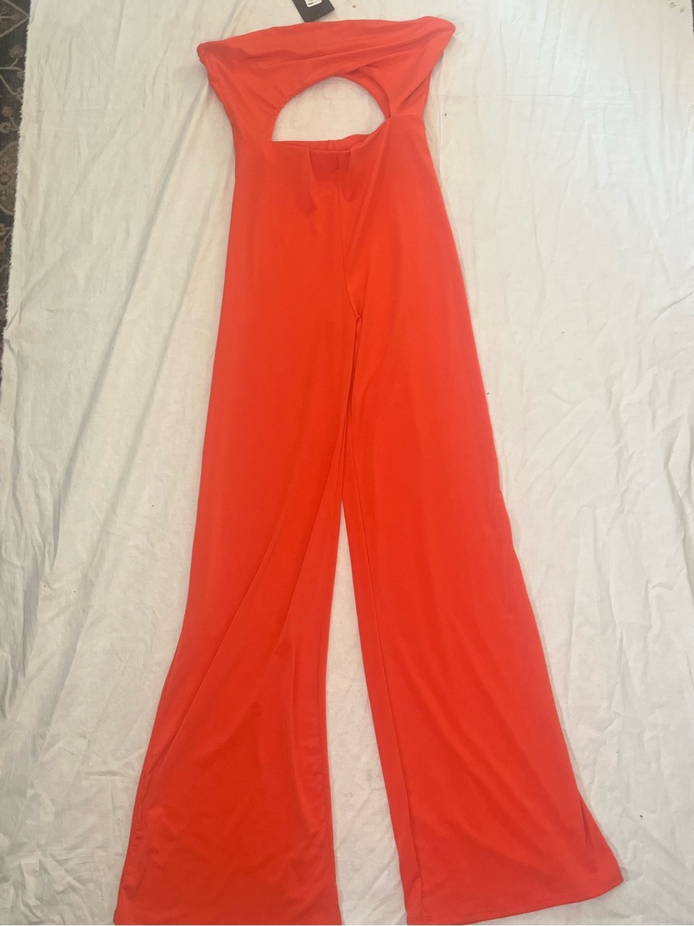 Fashion Nova Orange Wide-Leg Cutout Jumpsuit